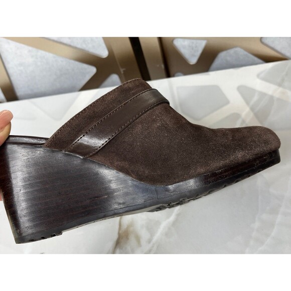 Lauren Ralph Yassinia Suede Leather Wedge Heels Mules Clogs Slip On Shoes 7 B - Picture 10 of 10